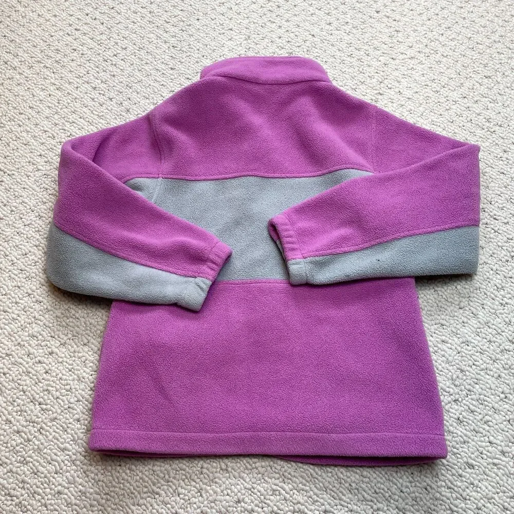 Toma Jacket Girls 12 Purple Polar Fleece Full Zip High Neck Pockets Malden Mills
